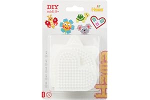 ‎HAMA Hama Perlen 4570 Kleine Stiftplatten 5er Set für Midi Bügelperlen mit Durchmesser 5 mm, Motive Viereck, Kreis, Herz, Stern und Sechseck in Weiß, kreativer Bastelspaß für Groß und Klein
