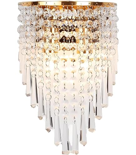 Risjc Applique Da Parete Moderna Con Cristalli 2 Luci E14 – Colore Argento Per Camera Da Letto