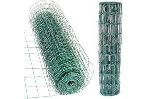 EFAN Multipurpose Wire Mesh Fencing - 0.9mx10m Green PVC Coated Galvanised Anti-rust Wire Netting, for Animal Garden Enclosure and DIY Craft Home Decors, 7.5x10cm Hole Strong Wire Mesh Roll