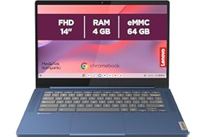 Lenovo IdeaPad Slim 3 Chromebook 14M868 - Ordinateur Portable 14'' FHD (MediaTek Kompanio 520, RAM 4Go, SSD 64Go, Arm Mali-G52 2EE MC2 GPU, Chrome OS) Clavier AZERTY Français - Bleu