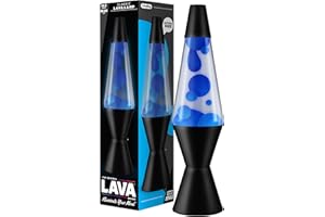 LAVA® - Lámpara 2313, cera azul, líquido transparente, base y tapa negro, original de 14,5 pulgadas. Lámpara de movimiento marca