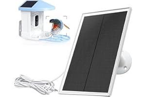 OUOUDOIT 6W Solar Panel Charger Compatible with Netvue Bird Feeder Camera, 9.8ft Long Cable, Waterproof