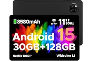 DOOGEE Tab A9 Pro+ Tablet Android 15, Tablet 11 Pulgadas 30GB+ 128GB/2TB, Batería 8580mAh, Tablets Gaming Octa-Core, Tableta PC con 5G WiFi/13MP+5MP/Widevine L1/Doble Altavoz/Face ID/OTG Tableta Niños