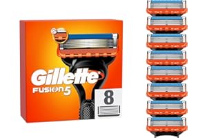 Gillette Fusion 5 ostrzy do golenia, 8 zapasowych ostrzy do golenia na mokro dla mężczyzn z 5-krotnym ostrzem