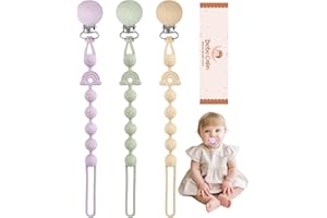 Attache Tétine Silicone pour Fille | BebeCalin (Lot de 3) | Chaîne d'Attache Sucette Douce et Flexible, Garde la Tétine de Bébé Propre et en Sécurité