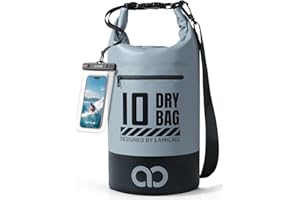 Lamicall Dry Bag, Waterproof Bag - [Robust & Anti-Scratch] 5L/10L/20L/30L/40L Waterproof Backpack with 100% Water Proof Phone Pouch, Floatable Drybag for Boat Swimming Kayaking Camping - Grey(10L)