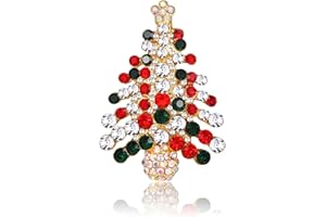 KENIY Christmas Brooch Pins Crystal Rhinestone Brooch Pins Christmas Tree Reindeer Snowflake Pins Badges for Women Girls Christmas Jewelry Pins for Xmas Decorations
