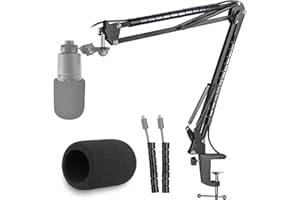 Supporto per microfono Audio-Technica AT2020 con Parabrezza - Asta Microfono e Filtro Anti-pop Copertura in Schiuma Compatibile con Audio Technica AT2020 AT2020USB+ AT2035 Microfono di YOUSHARES