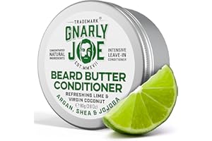 TRADEMARK GNARLY JOE EST.MMXVII Gnarly Joe Beard Butter Leave-In Conditioner - 80g Natural Beard Conditioner with Coconut, Argan & Shea Butter - Leave-In Beard Softener & Hydrating Moisturiser for Men’s Beard Care - Made in UK