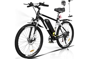 HITWAY Bicicletta Elettrica, Adulti Mountain Bike Elettrico, Bicicletta elettrica da, E-bike da pendolarismo con batteria rimovibile da 36V/12AH, 7 Velocità, 35-90km