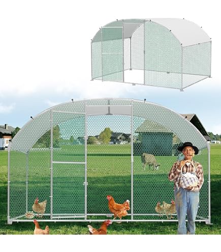 Froadp Hühnerstall 3x6 M – Verzinkter Freilaufkäfig Mit Sonnenschutz-Dach, Abschließbarer Tür Für Hühner, Kaninchen & Co.