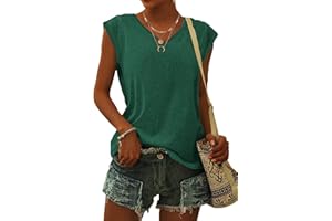 WNEEDU T-Shirts pour Femme Manches Courtes/Manches Bouffantes Débardeurs d'été Blouses Coupe Ample