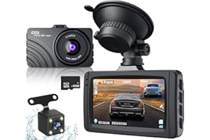 NOLYTH Dash Cam Front and Rear Camera, 1080P Full HD Dash Camera Front and Rear Car Dashcam with 32G SD Card, 3" LCD, Night Vision, F2.0, WDR, G-Sensor, Parking Monitor