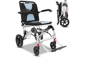 XWJBDF Rollstuhl Faltbar Leicht Bis 150 Kg Belastbar Reiserollstuhl, Für Die Wohnung Und Unterwegs, Transportrollstühle, Aluminium, 41Cm Sitzbreite
