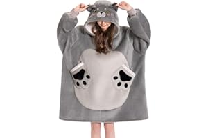 OLAOLA Felpa con Cappuccio Oversize per Adulti, Coperta in Pile Sherpa con Maniche e Tasche, Morbida e Calda Felpa Coperta Indossabile Unisex con Cappuccio per Donna Uomo