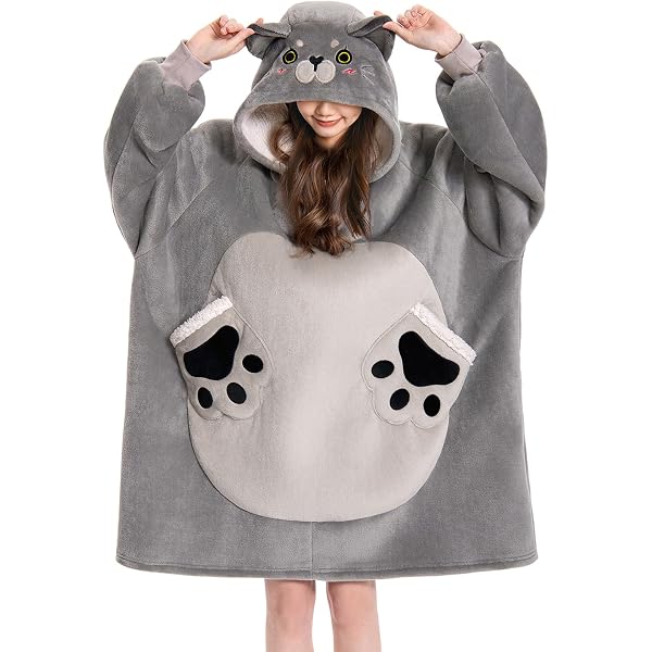 Sweat à Capuche Couverture Surdimensionné OLAOLA Pour Enfants - En Polaire Sherpa Doux Avec Manches Et Poche - Taille Unique Pour Filles Et Garçons