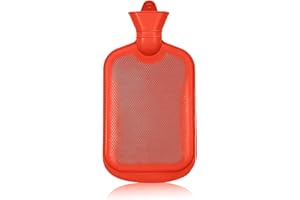 HW CASA Borsa per acqua calda con copertura per alleviare il dolore, borsa dell'acqua calda per crampi mestruali, borsa dell'acqua calda classica da （1,8） litri (rosso)