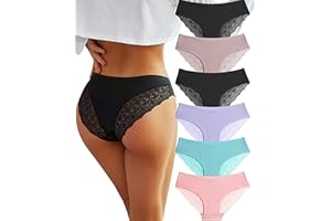 BeReady Spitze Damen Unterwäsche Seamless Slips Damen V Taille Spitzen Nahtlose Hipster Unterhosen Mehrpack 6er Pack
