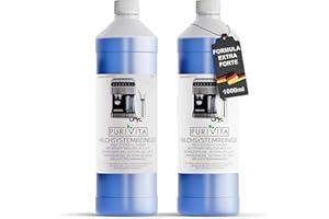 PURIVITA® Pulitore del Sistema del Latte per Macchine da Caffè [2x 1000 ML] - Detergente per Systema del Latte - Sistema Pulizia Latte per De Longhi, Jura, Krups, Nespresso & Philips
