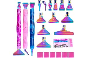 bolukets Diamond Zubehör Painting Stift Set, Metal Drill Pen mit Ersatz Stiftköpfen, 5D Drill Pen, Ergonomischer Painting Zubehör mit 45° Gewinde Metall Stifte Werkzeuge für Diamant Malerei