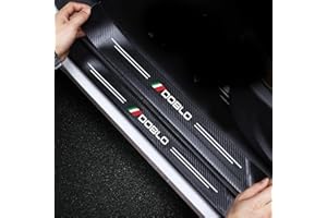 RIDGOEL 4 Pezzi Protezione Battitacco per Auto, per Fiat Doblo Soglie Porte Adesivo per Battitacco in Fibra di Carbonio Protezioni Per Davanzali Per Porte Auto (Doblo)