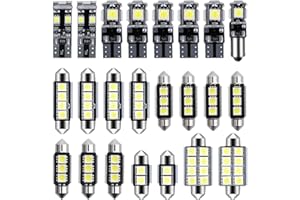 JUGNAW 23 Pcs Bombillas Luz LED Interior Coche 6000K, Iluminación de Domo, Mapa, Puerta, Cortesía y Matrícula, Festón C5W T10 168 194 2825, Luz Blanca Xenón, Compatible con Varios Modelos de Vehículos