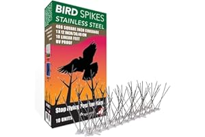 ASPECTEK Pinchos Anti Palomas Repelente de Aves de Acero Inoxidable Kit de puas, 10 pies (3) Metros, Disuasión para Aves Pinchos Antipalomas (Sin Pegamento)