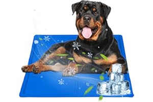 Oziral Mata chłodząca dla zwierząt domowych, mata chłodząca dla psów i kotów, letnia poduszka chłodząca, wodoodporna, antypoślizgowa mata dla psa, do domu, w podróży lub w samochodzie (niebieska, 50 x