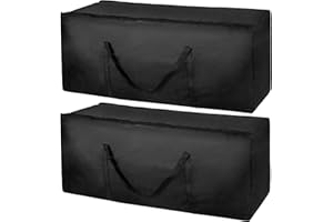 WSRYX 2 Pack Outdoor Garden Furniture Cushions Waterproof Storage Bag, 600D Oxford Fabric Extra Large Patio Storage Box for Cushions, Bench, Pillows, Tents, Christmas Tree, 125x40x55cm (black)