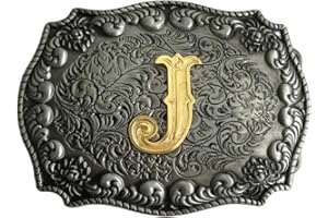 Daisybaby Initial Letter Belt Buckles Western Cowboy Handmade Metal Large Alphabet Belt Buckle for Men and Women