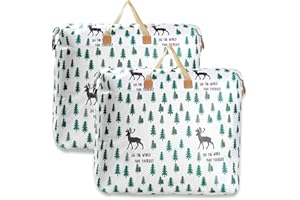 Darryy Aufbewahrungstasche, 2er-Pack 120L Aufbewahrungstasche mit Reißverschluss gr XXL, Aufbewahrungstasche Kleidung, für Bettwäsche, Blanket, Kleideraufbewahrung, Ferientasche (Bäume)