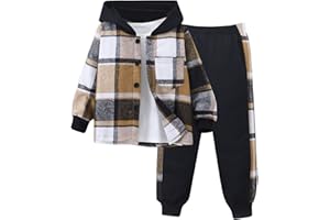 SoLu DAY8 Ensemble Enfant Garcon Hiver 2-7 Ans Vêtements Garçons Pantalon Et Haut Top Sweat a Capuche Manches Longues à Carreaux pas Cher Chic Vacances Casual Sport Jogging
