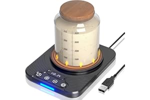 BURMONG Sauerteigstarterwärmer, Präzise 1°C Einstellbar (21–43 °C), Wärmematte Sauerteig mit 24-Stunden-Timer & Speicherfunktion, Perfekt zum Backen zu Hause und zur Sauerteiggärung (Schwarz)