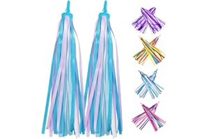 PLATT Enfant Vélo Rubans Multicolores Tassel Accessoires de Décoration Colorés pour des Trotinettes et Vélo Garçons Filles (1paire)
