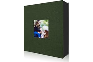 Lanpn Album Photo 10x15 400 Pochette, Lin Tissu Album pour Vertical Photos Vert