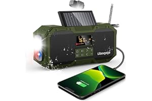 Libovgogo DF-588 Auto-Scan FM/AM Kurbelradio mit Handyladefuntion Solarladegerät,10W IPX5 Spritzschutz Bluetooth-Lautsprecher,tragbares Notfallradio 4000mAh Powerbank,Taschenlampe,Leselampe
