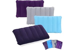 JSMTKJ Aufblasbares Kissen 4 Stück Camping Reisekissen Luftkissen Kopfkissen Velour Kissen Komfortables Reisekissen für Auto für Camping und Reisen aus Weichem Material