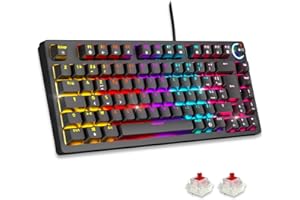 ‎EMPIRE GAMING EMPIRE GAMING - Nowy 2025 - Przewodowa klawiatura mechaniczna do gier K248 MX Red (FR AZERTY) - Typ C - dla PC/PS4/PS5/Xbox - Podświetlenie RGB - 82 klawisze - 26 klawiszy antyghostingowych (czarne)
