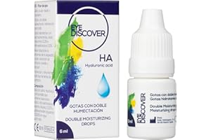 EYE DISCOVER, Lágrimas Artificiales con Ácido Hialurónico e Hidroxietilcelulosa, Gotas Ojos Secos, Hidratantes, Alivian la Irritación y Aportan Frescor, 1 Colirio de 6 ml