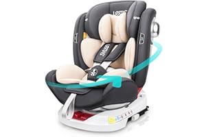 LETTAS 360 Rotation Baby Car Seat with Isofix Group 0+1/2/3 (0-36 kg, 0-12 Years) Maximum Recline 165° for Rear Facing, SIPS