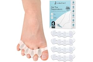 LEOLAMVAED (4 Piezas) Separador Dedos Pie Silicona, Separadores de Dedos de los Pies para Pies Hombres y Mujeres, Alivio Rápido del Dolor de Dedo en Martillo y Juanetes, Hecho de Gel de Grado Médico