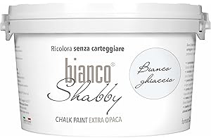 BIANCO SHABBY biancoShabby® Chalk Paint Bianco Ghiaccio Pintura Shabby Chic Vintage para Muebles y Paredes Extra Mate vuelva a dar color fácilmente todo tipo de material sin lijar (2.5 l Paquete de 1)