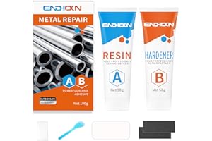 Endhokn Colla Metallo 100g, Adesivi Bicomponenti Fusione di Ferro Alluminio Metallo Incolla le Crepe, Riempi i Buchi. Forte Adesivo Epossidico per Metalli e Altri Materiali Pietra Legno Plastica