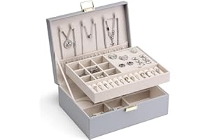 Vlando Portagioie a 2 livelli, grande portagioie per donne e ragazze, vassoio rimovibile per anelli, orecchini, collane, regalo per donne