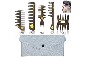 Amelar Professional 5PCS Pettine per lo styling per uomo Set di pettini multifunzionali Pettine per capelli maschili in plastica premium