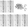 AYF 6Packs Cabinet Hinge Stainless Steel Hinges 40 x 70mm Door Hinge Folding Butt Hinges for Cupboard Cabinet Windows Door with Screws