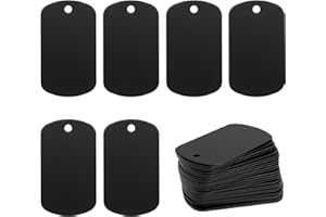 STAYMAX Grabado de aluminio en blanco de aluminio, rectángulo, etiquetas en blanco, troquelado, grabado en blanco, etiqueta de perro, paquete de 25 unidades (negro)