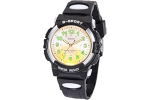 Juboos Montre analogique pour Enfants avec 7 veilleuses Color¨¦ES, Bracelet ¨¦tanche et Souple, Montre ¨¤ Quartz pour Enfants de 5 ¨¤ 18 Ans, Rose, Montre D¨¦Contract¨¦e