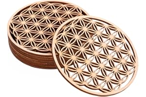 ProArts Fleur de Vie Dessous de Verre - sous Verre en Bois Set de 8 Pièces 10x10cm - Fleur de Vie pour Purification et Méditation - Symboles Spirituels en Bois