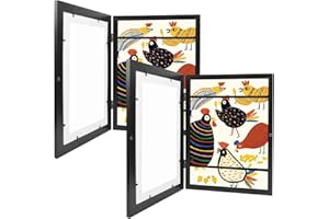 Lenugeo Bilderrahmen Für Kinderzeichnungen, DIN A4 Kunst Kinder Rahmen, Klappbarer Befüllbarer Kunstfotorahmen Frontöffnung | Schwarz*2